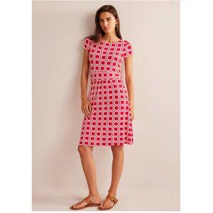 Amelie Jersey Dress Hot Pepper Block Cube 6L NWT